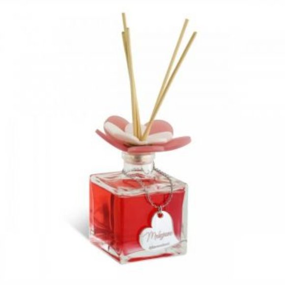 Debora Carlucci Square Reed Diffuser Bottle w/Aqua Blue Scent and Vibrant Flower - Picture 2 of 7